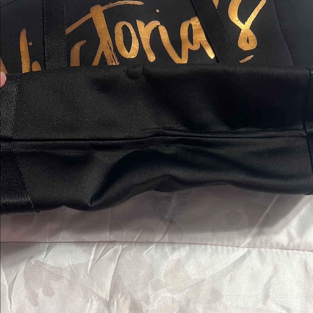 NWOT Victoria's Secret Black and Gold Canvas Tote - Picture 6 of 6